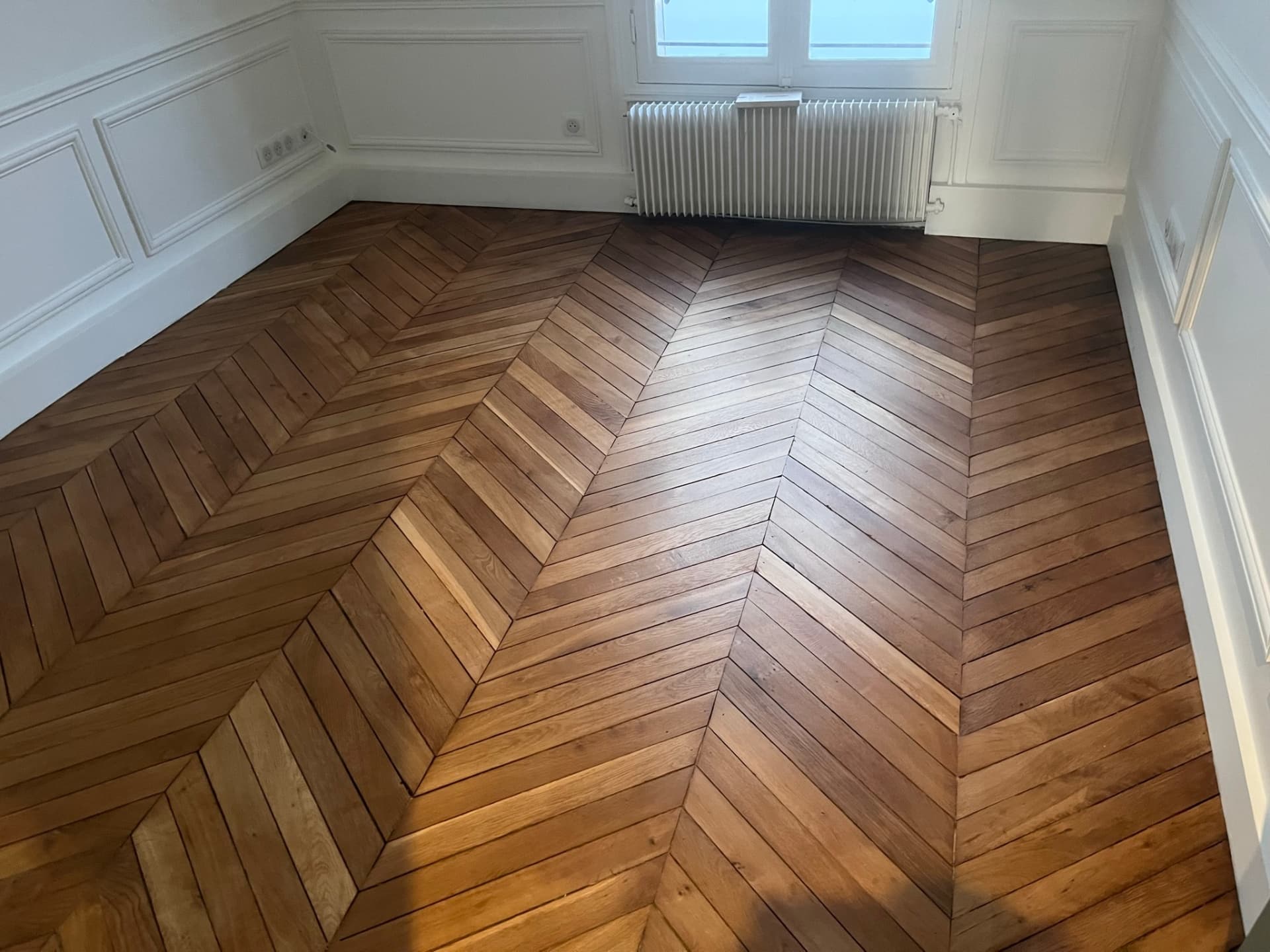Rénovation parquet point de Hongrie Paris